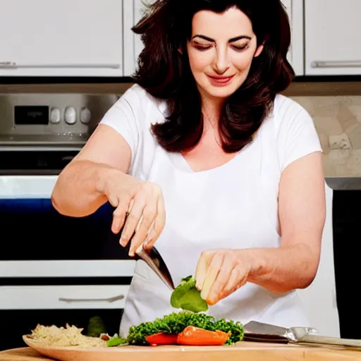 Image similar to nigella lawson cooking a meal in the kitchen