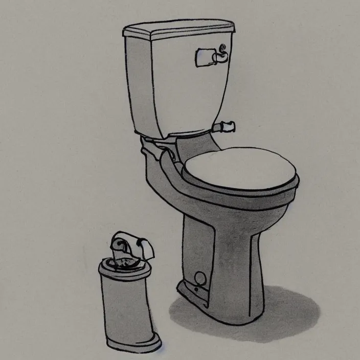 Prompt: a toilet that fake prosthetic hands instead of a plunger to push the stool out when clogged. artist sketch of a prototype design.