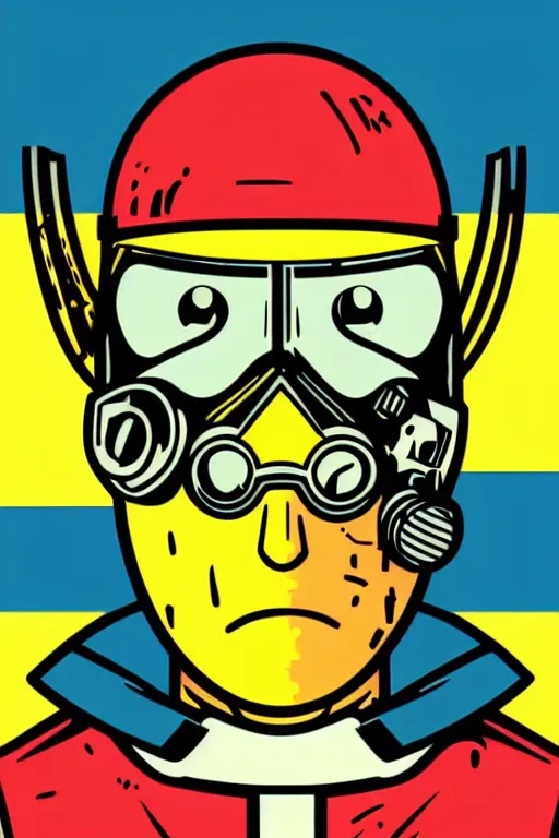 Image similar to fallout 7 6 retro futurist illustration art by butcher billy, sticker, colorful, illustration, highly detailed, simple, smooth and clean vector curves, no jagged lines, vector art, smooth andy warhol style