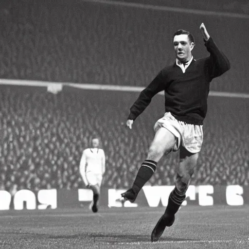 Image similar to Roy Kent scoring a goal for for Manchester United, on the pitch