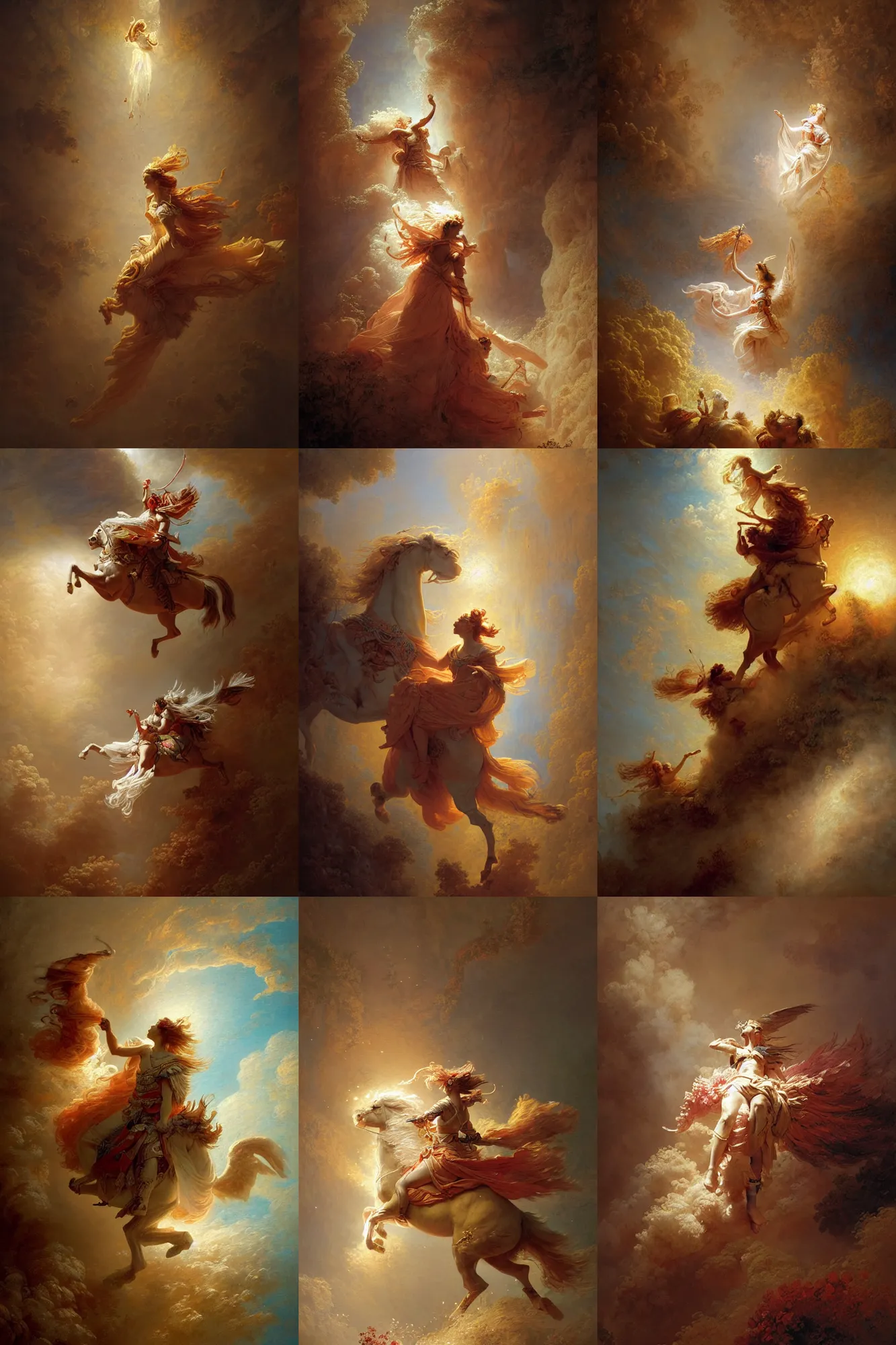 Prompt: paladin and spirit, stoic, light dust, magnificent, hyperdetailed, theatrical, close up, masterpiece, painted by jean honore fragonard and greg rutkowski and rob alexander