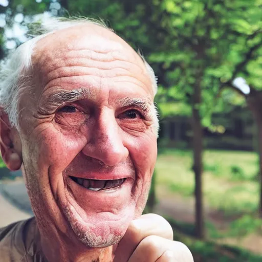 Prompt: a smiling old man seen through a kaleidoscope