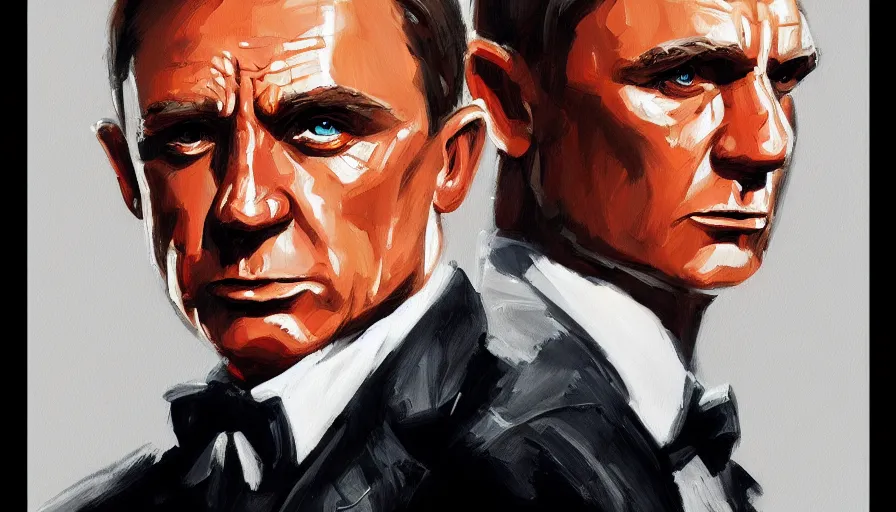 concept art of james bond, cinematic shot, oil, Stable Diffusion