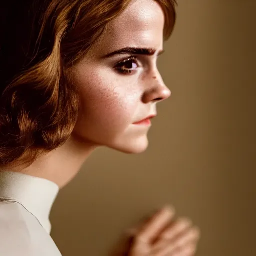 Prompt: colour portrait closeup!! Emma Watson long hair flowing silk robes baroque room candles mirrors cinematic lighting cinematic lighting cinematic lighting stanley kubrick barry lyndon 4k canon 5d mk4