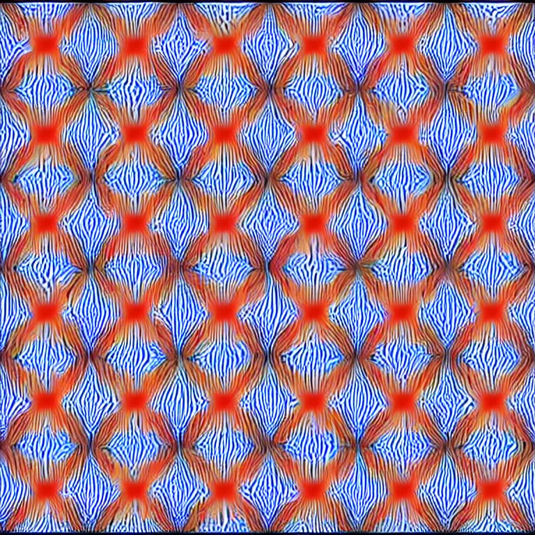 Image similar to illusory motion dazzle two - color symmetry pattern, perlin noise prismatic optical illusion