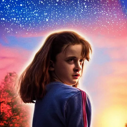 Image similar to Twilight season of Stranger Things, Edward, Bella, photorealistic, dramatic lighting, soft, sharp focus