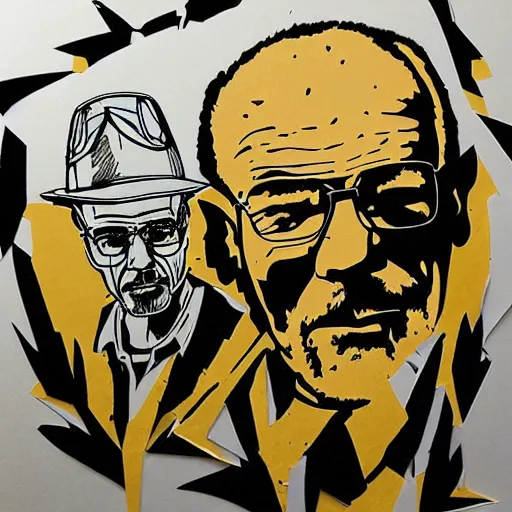 Prompt: paper cut art of breaking bad