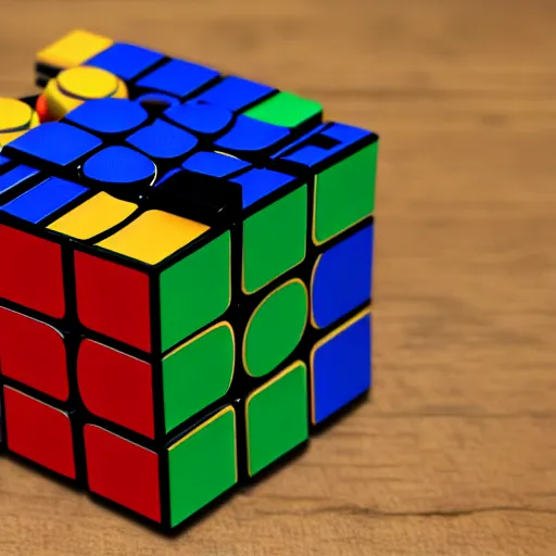 Image similar to deus ex machina solving rubik cube