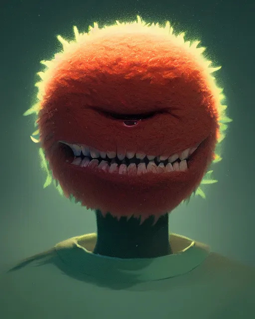 Image similar to highly detailed vfx portrait of a character of a tennis ball monster stephen bliss, chalk, unrealengine, greg rutkowski, loish, rhads, beeple, makoto shinkai and lois van baarle, ilya kuvshinov, rossdraws, tom bagshaw,