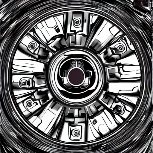 Image similar to plano detalle de un motor de curvatura. digital art, art station, dibujo técnico