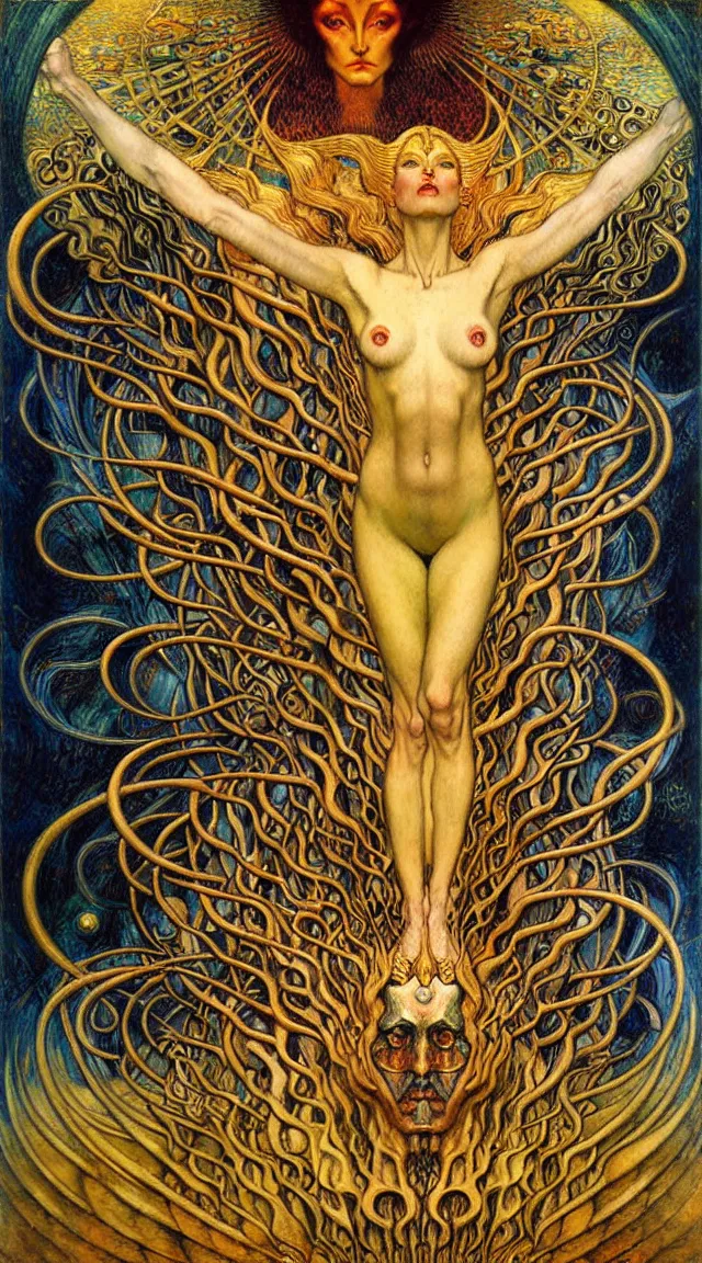 Image similar to Divine Chaos Engine by Karol Bak, Jean Delville, William Blake, Gustav Klimt, and Vincent Van Gogh, symbolist, visionary