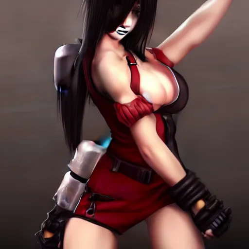 Image similar to high quality digital art of tifa lockhart posing, trending on artstartion, 4k