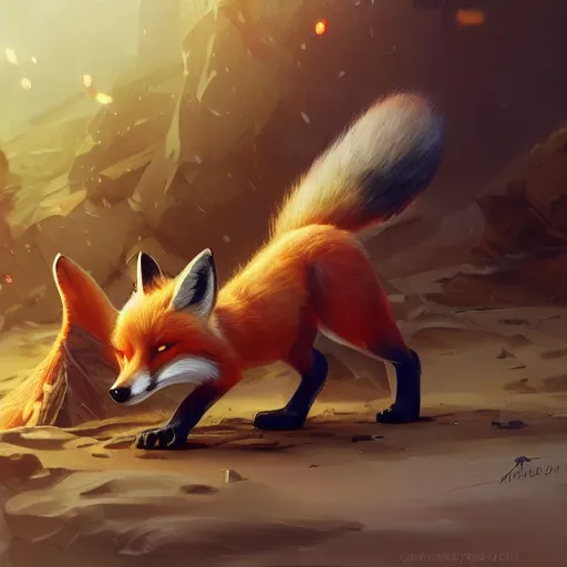 Image similar to A fox doing science by Stanley Artgerm Lau, WLOP, Rossdraws, James Jean, Andrei Riabovitchev, Marc Simonetti, and Sakimichan, trending on artstation