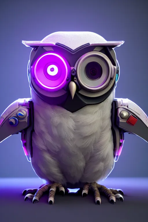 Image similar to high quality 3 d render very cute cyborg owl! with boombox!, cyberpunk highly detailed, unreal engine cinematic smooth, in the style of blade runner & detective pikachu, hannah yata charlie immer, moody light, low angle, uhd 8 k, sharp focus