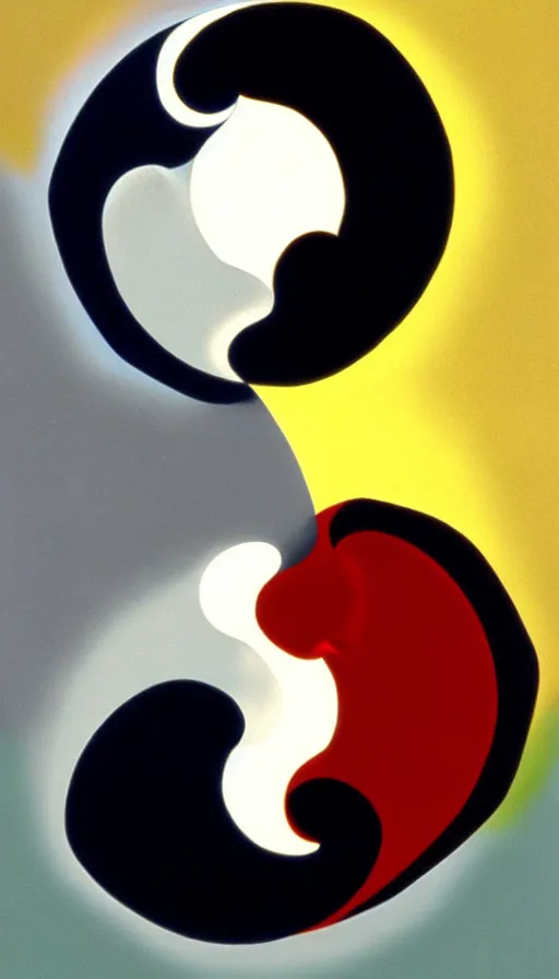 Image similar to Abstract representation of ying Yang concept, by don bluth