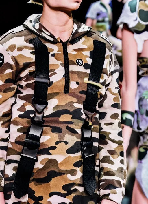 Image similar to hyperrealistic and heavy detailed bape avant garde runway show of movie the fifth element, leica sl 2 5 0 mm, vivid color, high quality, high textured, real life