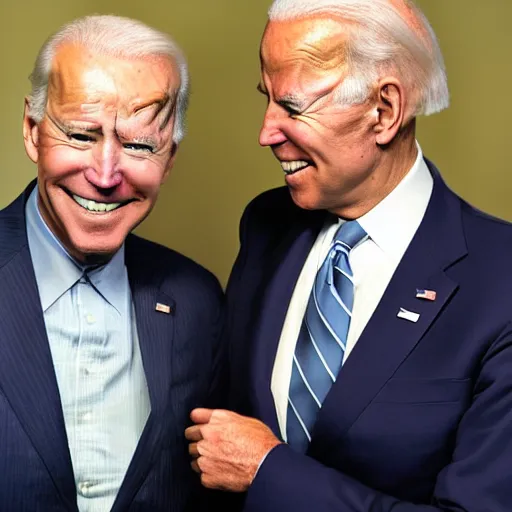 Image similar to A photo of joe biden teams up with a teenage joe biden, perfect faces, 50 mm, award winning photography