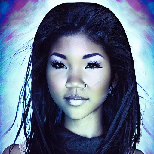 Image similar to jhene aiko, creative photo manipulation, creative photoshop, digital art