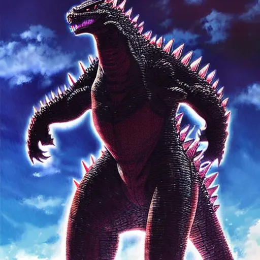 Image similar to godzilla as an evangelion mecha, anime, hyperrealistic, ultra detailed, make it like it was created by dall - e 2