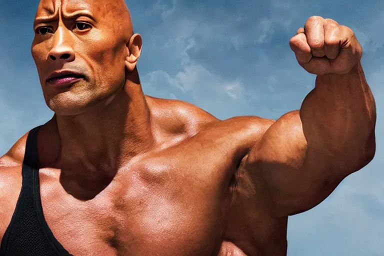 Prompt: close - up of dwayne the rock johnson as an exaggerated caricature of a black man wearing a durag and a white tank top in a detroit hood in the new movie directed by rawson marshall thurber, movie still frame, promotional image, critically condemned, top 6 worst movie ever imdb list, public condemned, relentlessly detailed