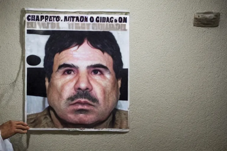 Prompt: el chapo is meditating in the middle of a prison cell. the prison cell is lined with posters of hot latina babes. meditation