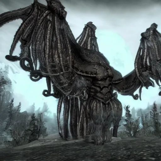 Prompt: a Skyrim mod that adds lovecraftian monsters to the game