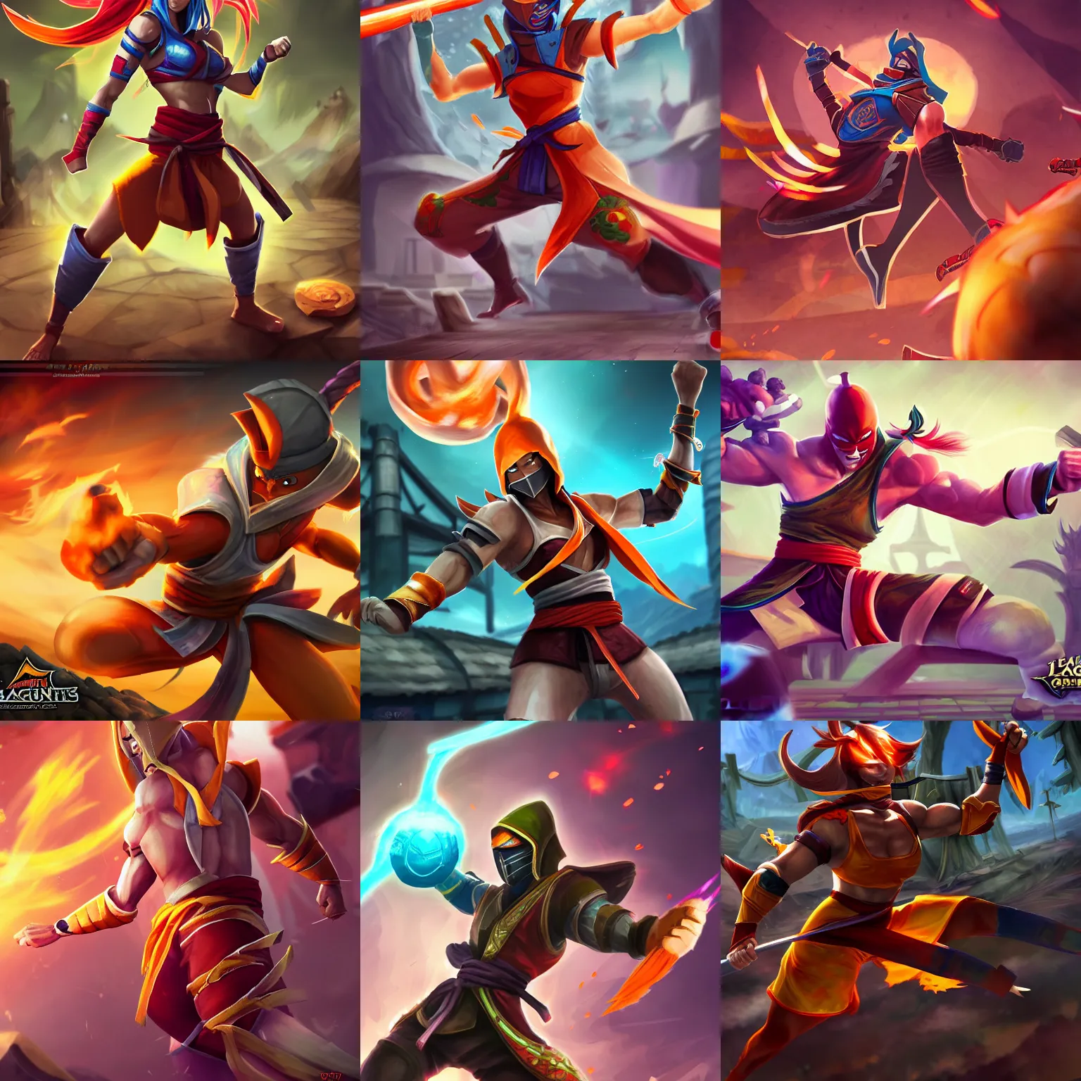 Prompt: carrot karate fighter in a battle stance, karate outfit, dojo temple in background, style of league of legends, style of magic the gathering, style of mortal kombat, golden ratio, rule of thirds, cinematic, 4 k details, artstation, artgerm