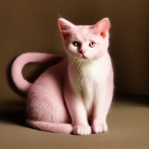 Prompt: photo pale pink cat