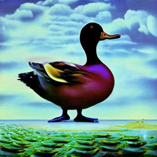 Image similar to oh my god, the duck, don't look at him, surrealism, dreamcore