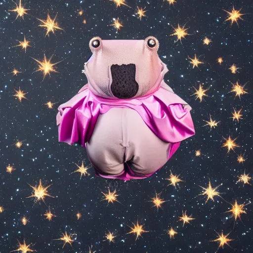 Image similar to tardigrade dressed as a princess, studio photography, black background, 4 k