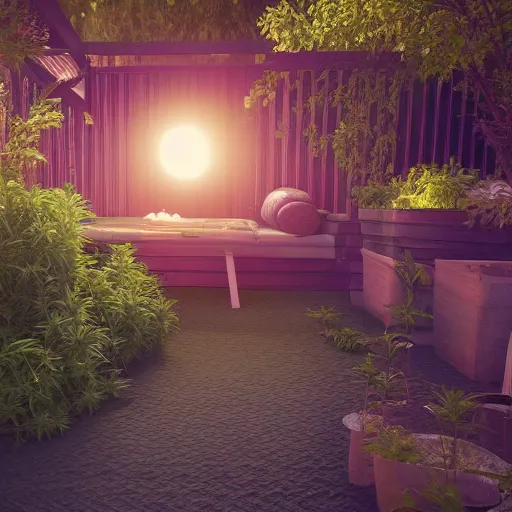 Prompt: leaked photos of my mother's backyard with full of weed, trending on artstation, 8 k, octane render, detailed lighting, high quality render, aesthetic, unreal engine