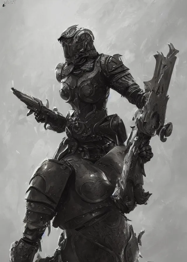 Prompt: character design art by jama jurabaev, gothic armored shieldmaiden, science fiction, imperial military, dynamic pose, trending on artstation, high quality, thick brush stroke, paint textures, portrait, symmetry, sparths, andree wallin, edvige faini, balaskas
