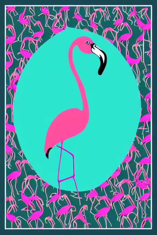 Prompt: minimalist boho style art of a colorful flamingo, illustration, vector art