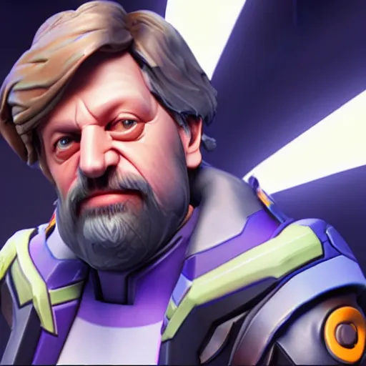 Image similar to slavoj zizek as a main overwatch character