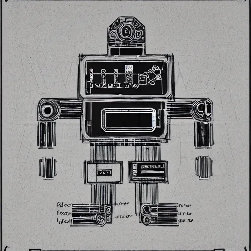 Image similar to a very detailed schematic blueprint of a nanobot