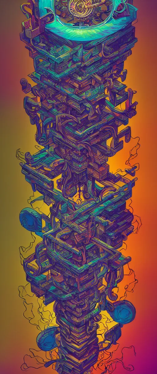 Image similar to archaic twisted turn of fate abstraction, centered award winning ink pen illustration, isometric abstract illustration by dan mumford, edited by craola, technical drawing by beeple and tooth wu, tiny details by artgerm and watercolor girl, symmetrically isometrically centered