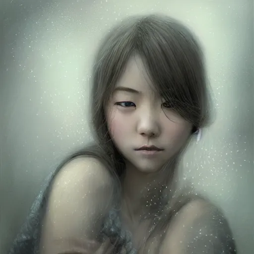 Image similar to detailed portrait of japanese girl, spring light, painting by lise deharme