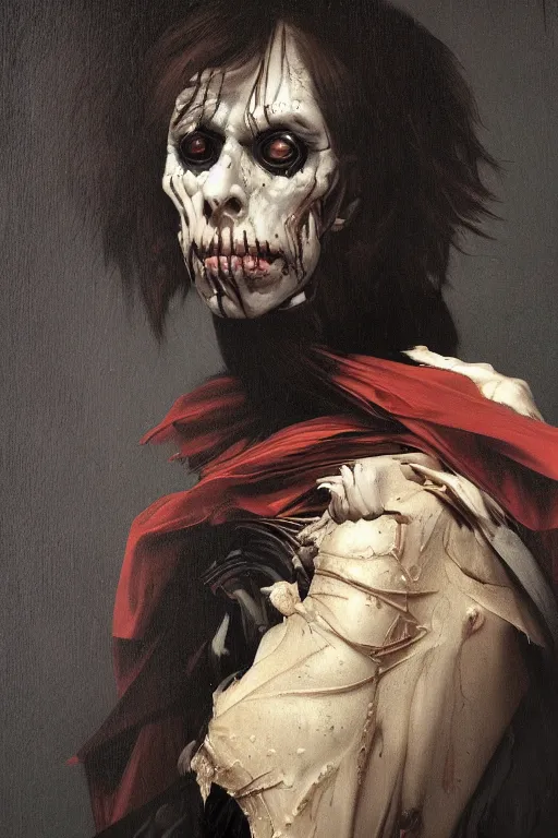 Prompt: Portrait of an undead prince by Caravaggio, oil painting, brush strokes, artstation, hyper detailed