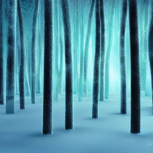 Prompt: professional digital art of a forest made of ice, high quality, cinematic lighting, hd, 4 k, 8 k