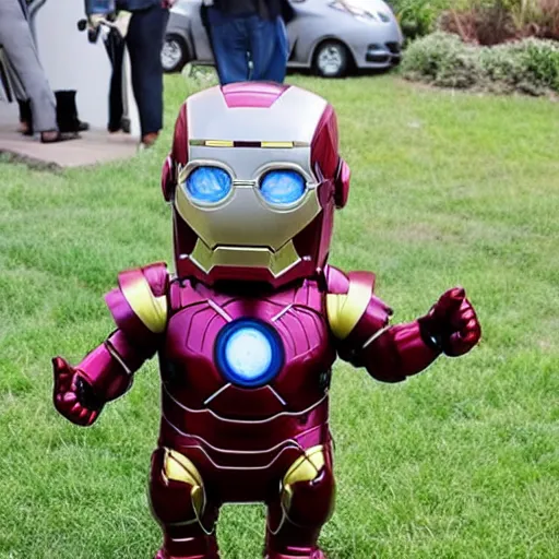 Image similar to a minion as Iron man