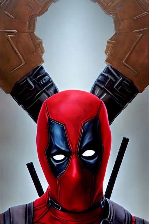 Prompt: photorealistic portrait photograph of deadpool as a glorious regal marvel hero, sleek outfit, upper body, fantasy, handsome, depth of field, soft focus, highly detailed, intricate, realistic, national geographic cover, soft glow, textured, artstation, concept art, sharp focus, illustration, art by artgerm and greg rutkowski and alphonse mucha