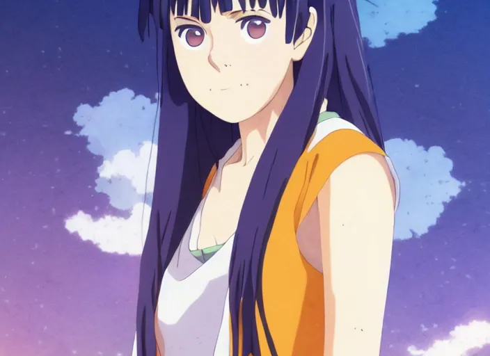 Image similar to hinata hyuga from naruto, rule of thirds, anime key visual, trending pixiv fanbox by wlop and greg rutkowski and makoto shinkai and studio ghibli and kyoto animation