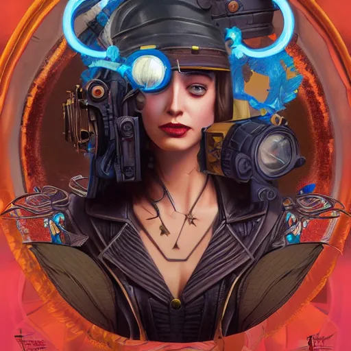 Prompt: Lofi steamPunk portrait tyrannosaurs rex Pixar style by Tristan Eaton Stanley Artgerm and Tom Bagshaw