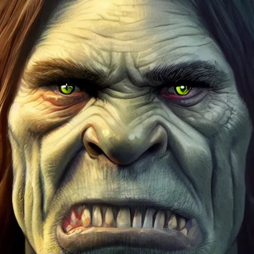 Image similar to a orc, hyper realistic, digital painting, photorealistic, in the style of greg rutkowski, detailed face