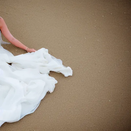Image similar to White wedding dress on the beach photo