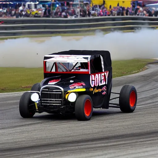 Prompt: amish buggy in a nascar race