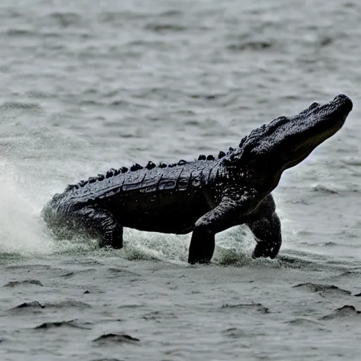 Prompt: The sudden rainstorm washed crocodiles into the ocean.