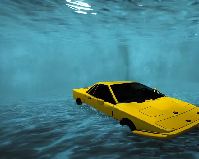 Image similar to lotus esprit submerged under water, cinematic, photoreal, by red dead redemption 2