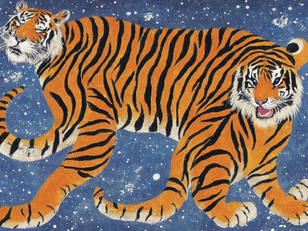 Image similar to Comet coming back as a tiger. Korean painting.