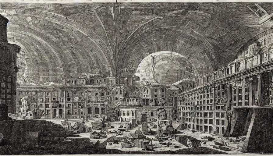 Prompt: a huge square with esoteric spheres, by piranesi, high quality, high detailed